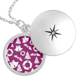 Lila Weihnachtsmuster Medaillon