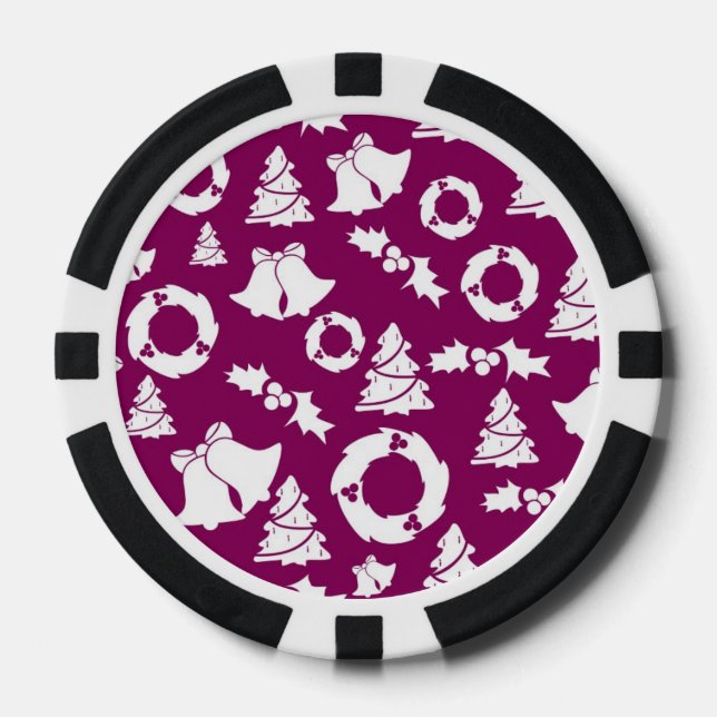 Lila Weihnachtsmuster Pokerchips (Vorderseite)