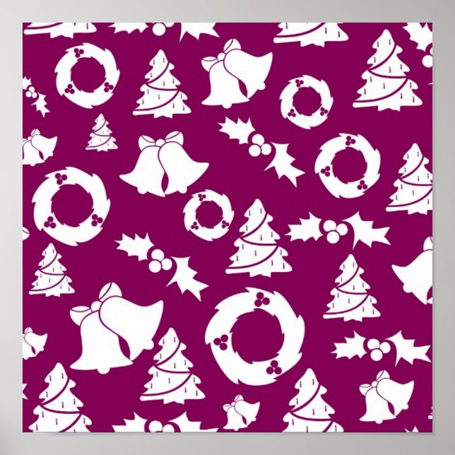 Lila Weihnachtsmuster Poster (Vorne)