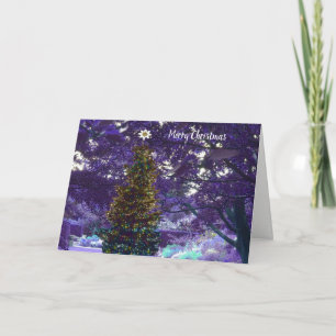 Lila Weihnachtsnachtkarte Feiertagskarte