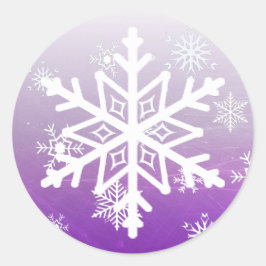 Lila Weihnachtsschneeflocken Runder Aufkleber