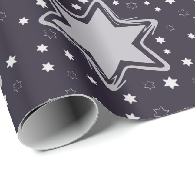 Lila Weihnachtsstars Geschenkpapier (Rolleneckpunkt)