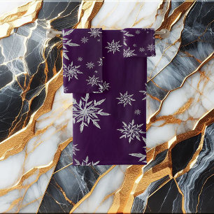 Lila Weihnachtssterne mit weißem Eiskristall Badhandtuch Set