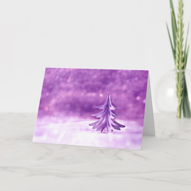Lila Weihnachtswonderland Feiertagskarte (Vorderseite)