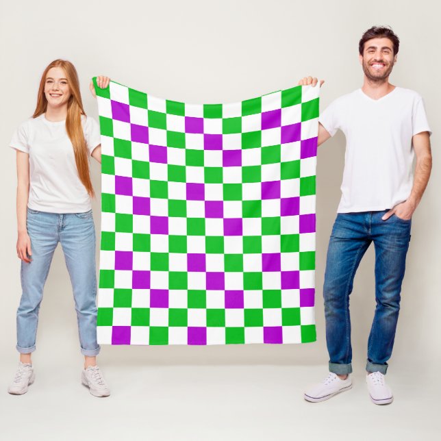 Lila Weiß Grün Kariertes Design  Fleecedecke (Beispiel)