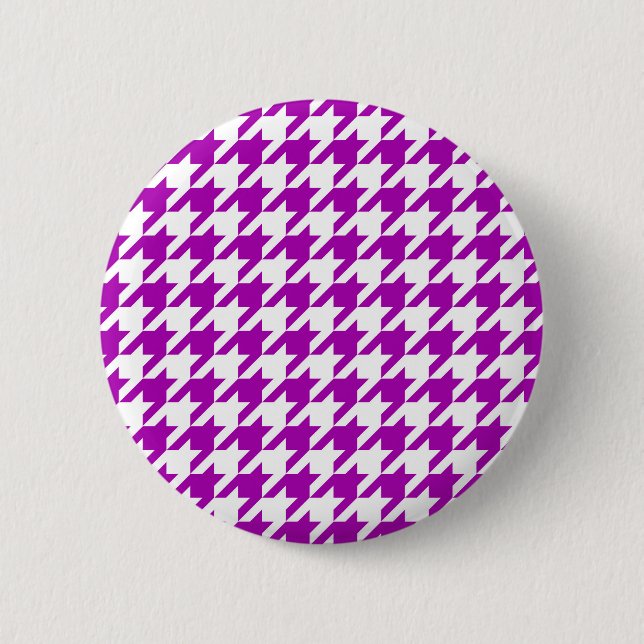 Lila Weiß Houndstooth Karo Button (Vorderseite)