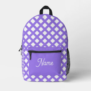 Lila Weiß Karo Diamant Muster Bedruckter Rucksack