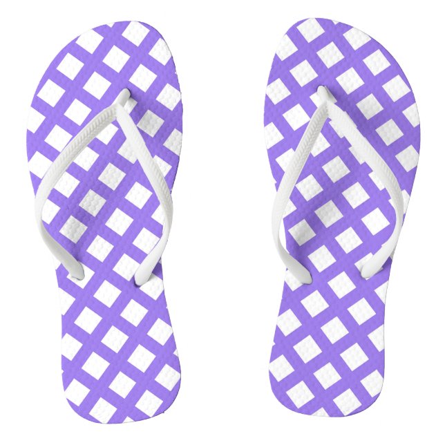 Lila Weiß Karo Diamant Muster Flip Flops (Fußbett)