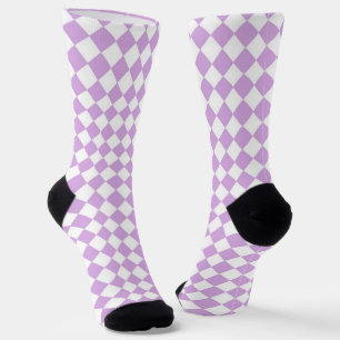Lila Weiß Karo Diamant Muster Socken