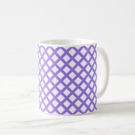Lila Weiß Karo Diamantmuster Kaffeetasse
