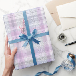 Lila Weiß Pastell Kariert Streifen Plaid Muster Geschenkpapier