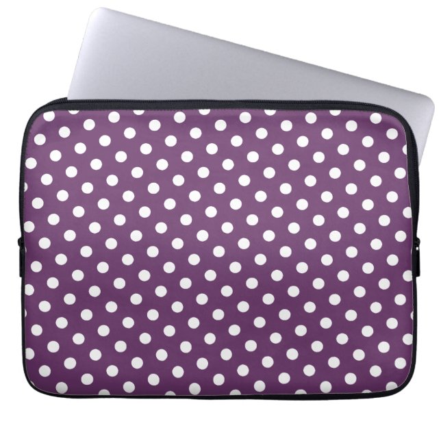 Lila & weiß Polka Dot Laptop-Sieb Laptopschutzhülle (Vorderseite)