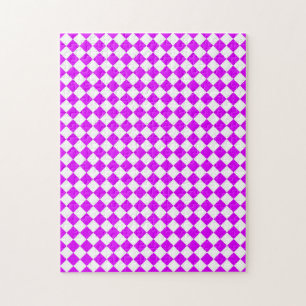 Lila Weiß Schachbrett Diamant Muster Puzzle
