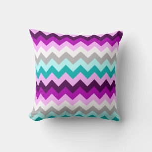 Lila Weiß Türkis Chevron-Wurfkissen Kissen