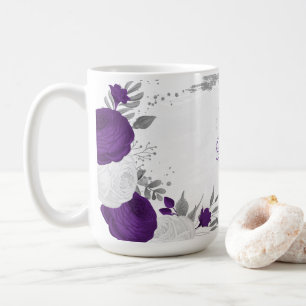 lila weiße Blume Kaffeetasse