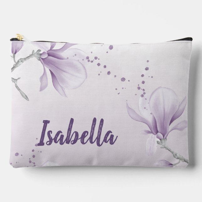 lila weiße Blume romantisch Zubehörtasche (Vorderseite)