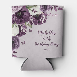 Lila weiße Blume Schmetterlinge 75. Geburtstag Dosenkühler