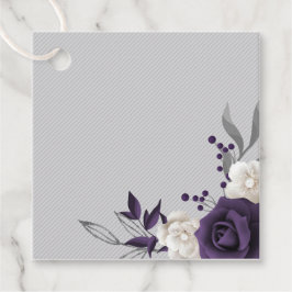 Lila weiße Blume silberne Blätter Geschenkanhänger