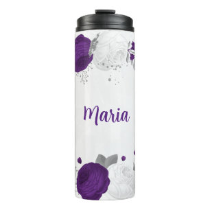 lila weiße Blume Thermosbecher