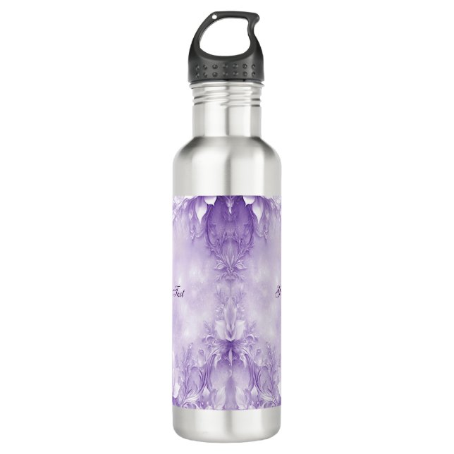 Lila weiße Blume Wasser Flasche Edelstahlflasche (Vorderseite)