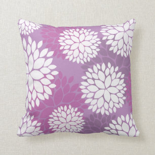 Lila weiße Blumen Kissen