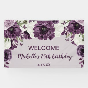 Lila Weiße Blumen Schmetterlinge 75. Geburtstag Banner