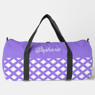 Lila Weiße Checker-Diamant-Personalisierung Groß Duffle Bag