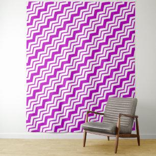 Lila-weiße Chevron-Zickzack-Musterdesign Wandteppich