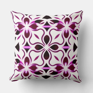 Lila Weiße Florale Geometrische Elegante Botanisch Kissen