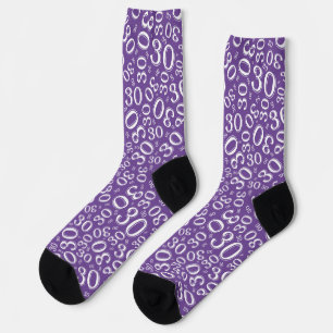 Lila/Weiße Geburtstags-Zufallszahlen-Muster 30 Socken