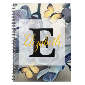 Lila weiße gelbe Orchideen-Blumen-Schmetterling  Notizblock
