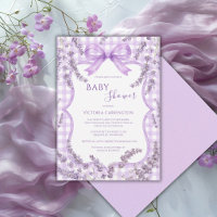 Lila Weiße Gingham Whimsical Florale Babyparty
