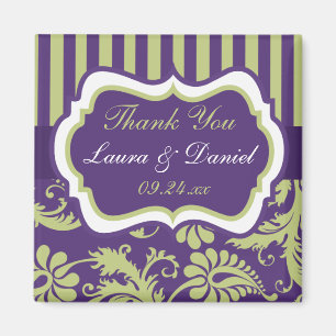 Lila, weiße, grüne Damaske Hochzeitsmagazin Magnet