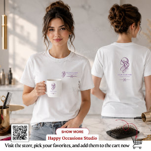 Lila Weiße Hairstylist Schere T-Shirt