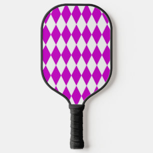 Lila Weiße Harlekin Diamanten Dame Design Pickleball Schläger