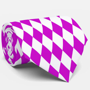 Lila Weiße Harlekin-Diamanten-Schachbrett-Design Krawatte