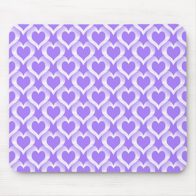 Lila Weiße Herzen Muster Mousepad (Vorne)