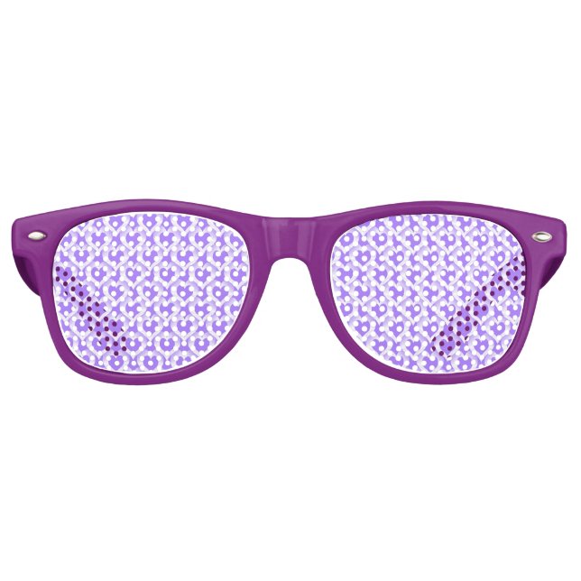 Lila Weiße Herzen Muster Partybrille (Vorderseite)