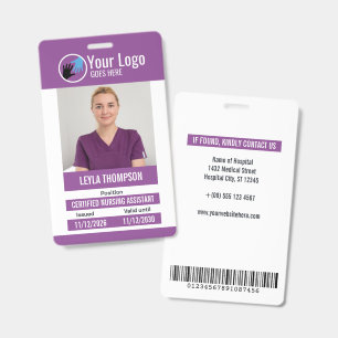 Lila Weiße Ihr Logo Krankenhaus Personal Foto ID Ausweis