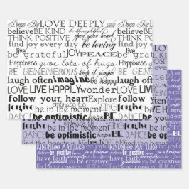 Lila Weiße Inspirierende Worte Geschenkpapier Set