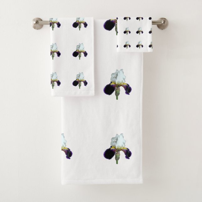 Lila-weiße Iris-Handtuch-Set Badhandtuch Set (Insitu)