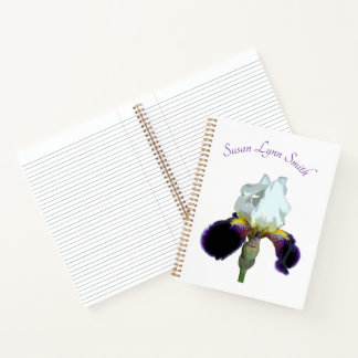 Lila-weiße Iris Spiralblock Notizbuch
