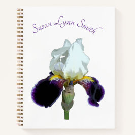 Lila-weiße Iris Spiralblock Notizbuch