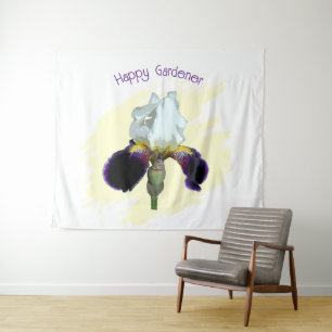 Lila-weiße Iris-Wandteppich Wandteppich