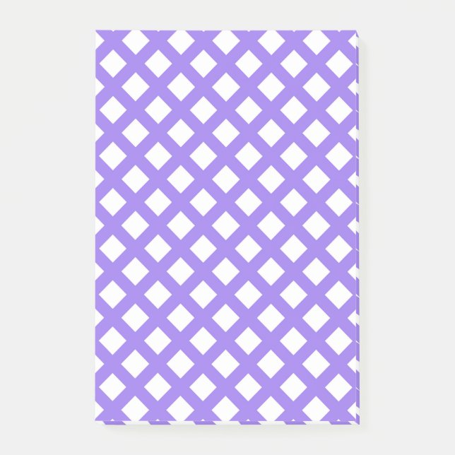 Lila-weiße Karo-Diamant-Muster Post-it Klebezettel (Vorderseite)
