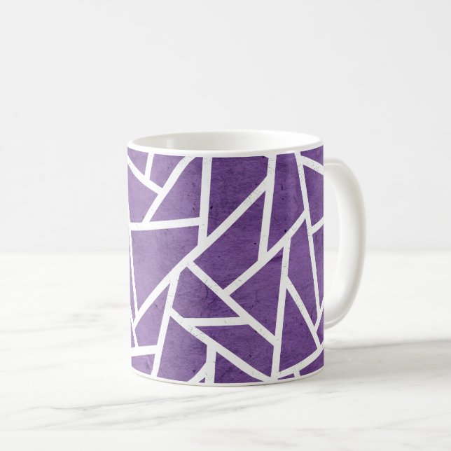 Lila-weiße Mosaikmuster Kaffeetasse (VorderseiteRechts)