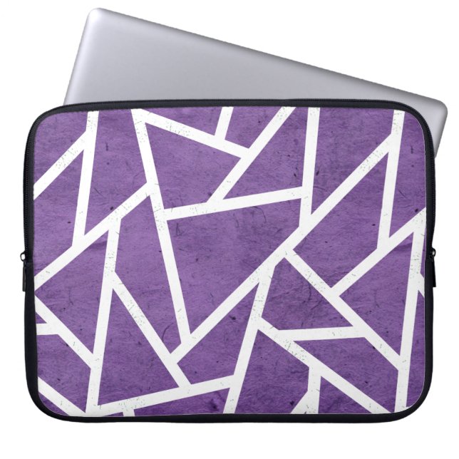 Lila-weiße Mosaikmuster Laptopschutzhülle (Vorderseite)