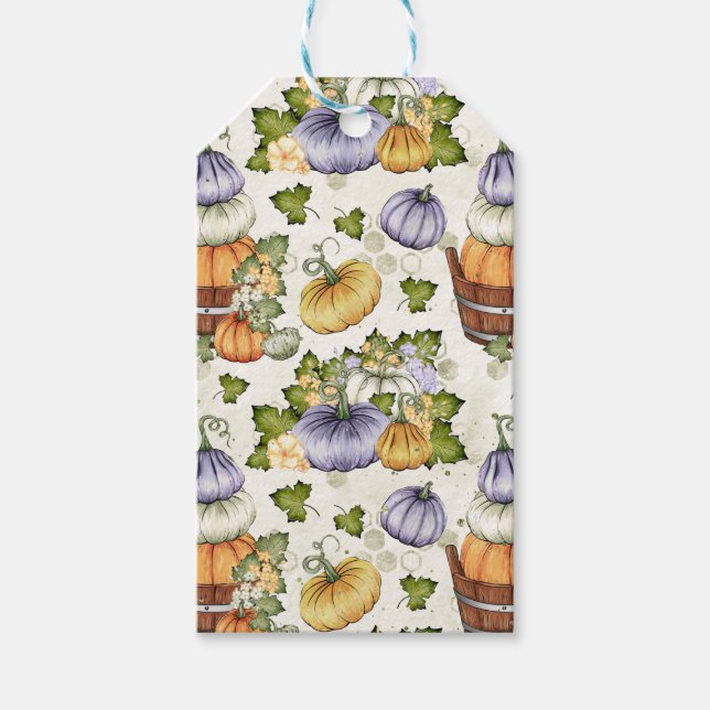 LILA WEISSE ORANGE FALL PUMPKINS GESCHENKANHÄNGER (Vorderseite)