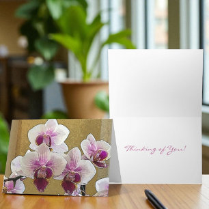 Lila Weiße Orchidee Vorlage Faltgrußkarte