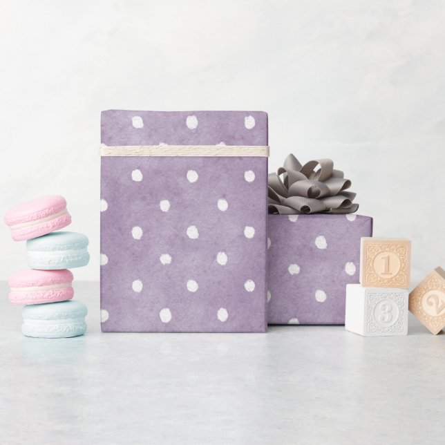Lila Weiße Punkte Geburtstag Geschenkpapier (Babyparty)